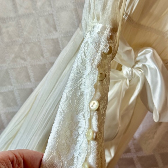 Vintage Gunne Sax Jessica McClintock White High Neck Edwardian Style Gown, 10 - Picture 6 of 12